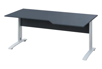 EZK 18 - 186 stůl kancelářský, rohový, pravý, kovová podnož bílá, deska 18 mm, široký 1800 mm, antracit